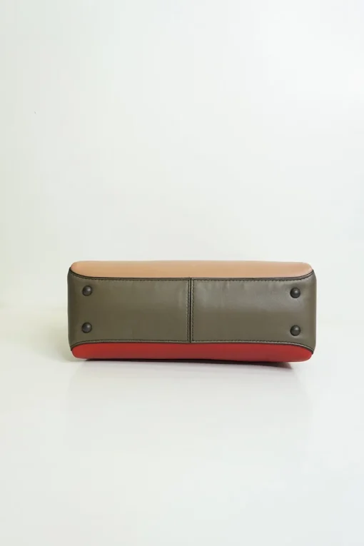 Bottega Veneta red and beige Piazza leather handbag