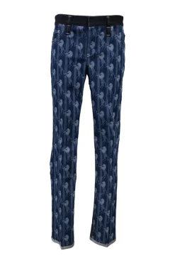 Boyish blue indigo cotton-blend horse jacquard denim skinny pants