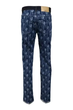 Boyish blue indigo cotton-blend horse jacquard denim skinny pants