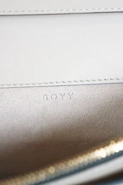 Boyy grey buckle travel case shoulder bag with gold tone hardware