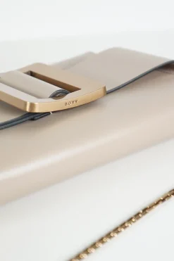 Boyy grey buckle travel case shoulder bag with gold tone hardware