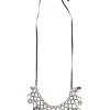 Brass charm festoon ribbon-tie necklace