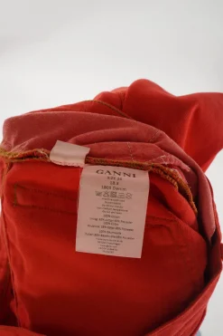Bright coral red cotton denim high-rise flared jeans