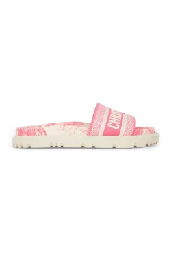 Bright pink cotton and rubber Toile de Juoy anatomic Dway chunky slide sandals