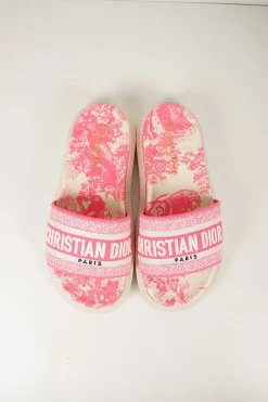 Bright pink cotton and rubber Toile de Juoy anatomic Dway chunky slide sandals