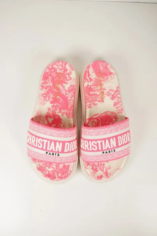 Bright pink cotton and rubber Toile de Juoy anatomic Dway chunky slide sandals