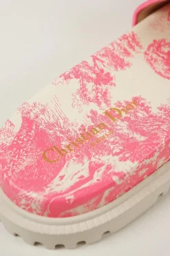 Bright pink cotton and rubber Toile de Juoy anatomic Dway chunky slide sandals