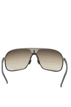 Brown acetate and metal oversized gradient flat bridge aviator sunglasses