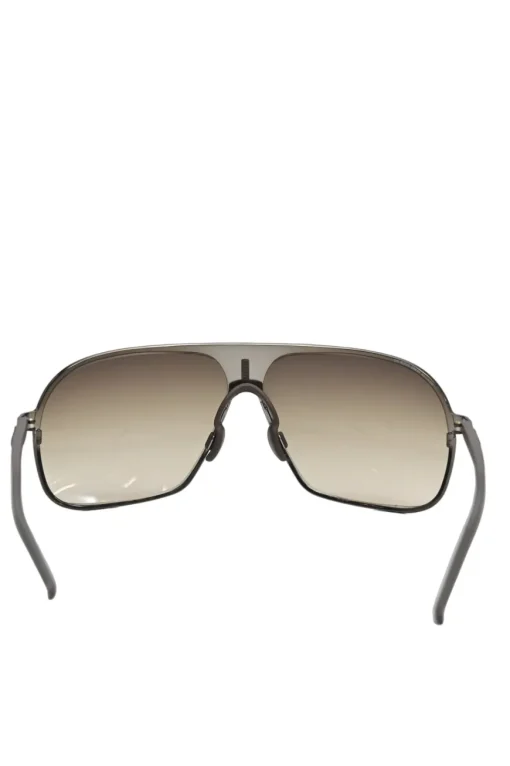 Brown acetate and metal oversized gradient flat bridge aviator sunglasses
