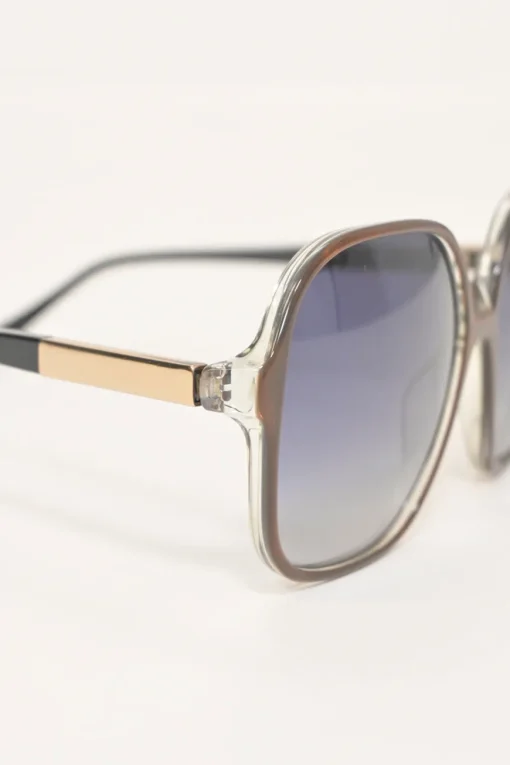 Brown acetate and tinted polycarbonate oversized square sunglasses