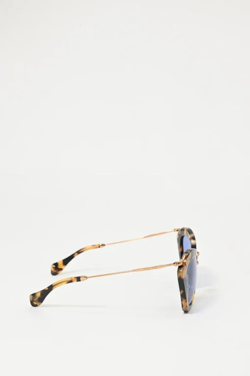 Brown acetate tortoiseshell and blue tinted polycarbonate geometric cat-eye oversized sunglasses