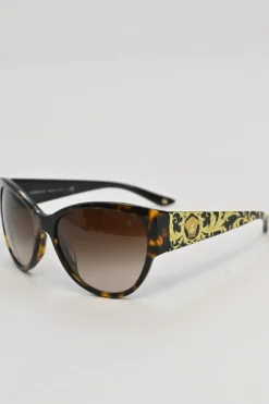 Brown and black paneled tortoiseshell acetate and baroque Medusa print oversized cat eye sunglasses MOD 4230
