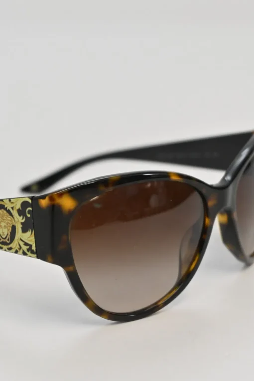 Brown and black paneled tortoiseshell acetate and baroque Medusa print oversized cat eye sunglasses MOD 4230