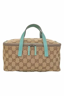 Brown and blue Guccissima monogram canvas and leather vanity case