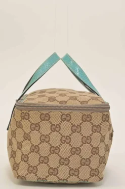 Brown and blue Guccissima monogram canvas and leather vanity case