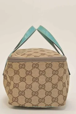 Brown and blue Guccissima monogram canvas and leather vanity case
