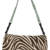 Brown and blue zebra print calf hair and leather Malice shoulder bag with beaded strap