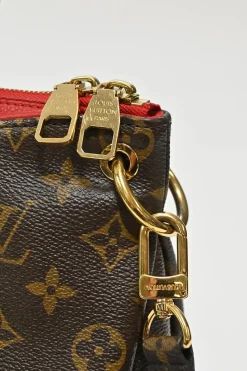Brown and cerise coated monogram canvas Pallas satchel with detachable shoulder strap