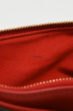 Brown and cerise coated monogram canvas Pallas satchel with detachable shoulder strap