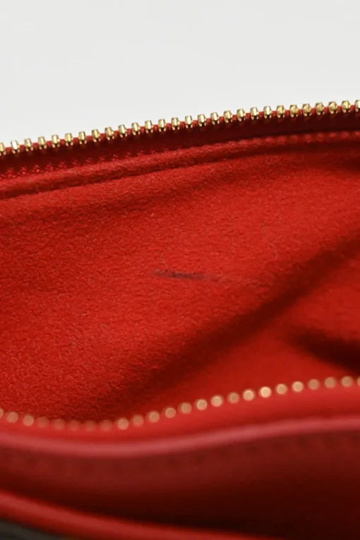Brown and cerise coated monogram canvas Pallas satchel with detachable shoulder strap