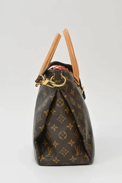 Brown and cerise coated monogram canvas Pallas satchel with detachable shoulder strap
