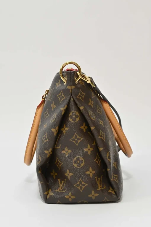 Brown and cerise coated monogram canvas Pallas satchel with detachable shoulder strap
