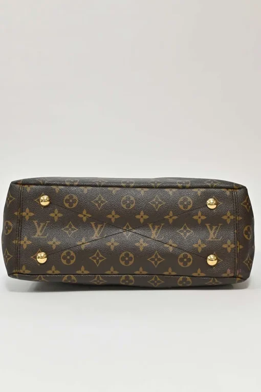 Brown and cerise coated monogram canvas Pallas satchel with detachable shoulder strap
