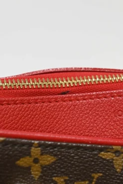 Brown and cerise coated monogram canvas Pallas satchel with detachable shoulder strap