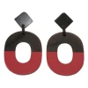 Brown and red buffalo horn Isthme post drop earrings