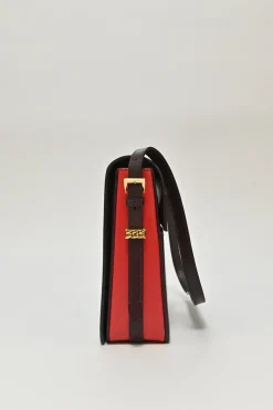 Brown and red two-tone leather Grace shoulder bag