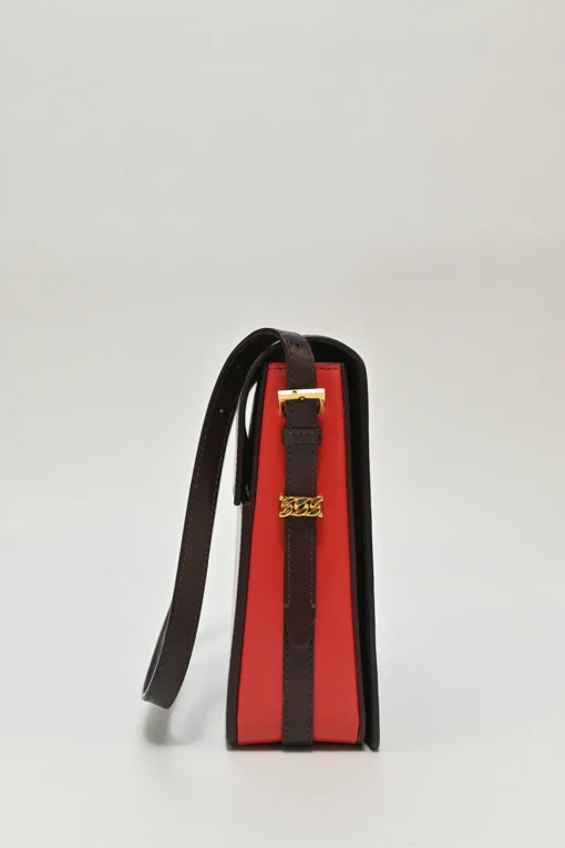 Brown and red two-tone leather Grace shoulder bag