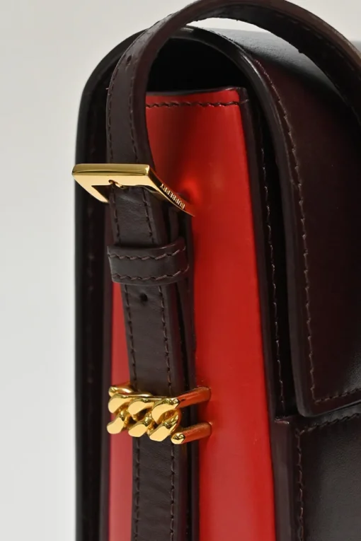Brown and red two-tone leather Grace shoulder bag