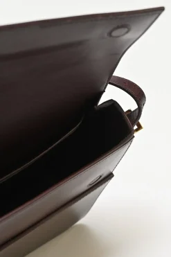 Brown and red two-tone leather Grace shoulder bag