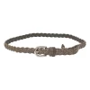 Brown braided leather buckle belt