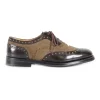 Brown brushed leather and chestnut brown suede brogue wing tips oxfords