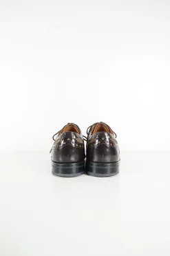 Brown brushed leather and chestnut brown suede brogue wing tips oxfords