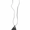 Brown buffalo horn and leather triangular pendant necklace