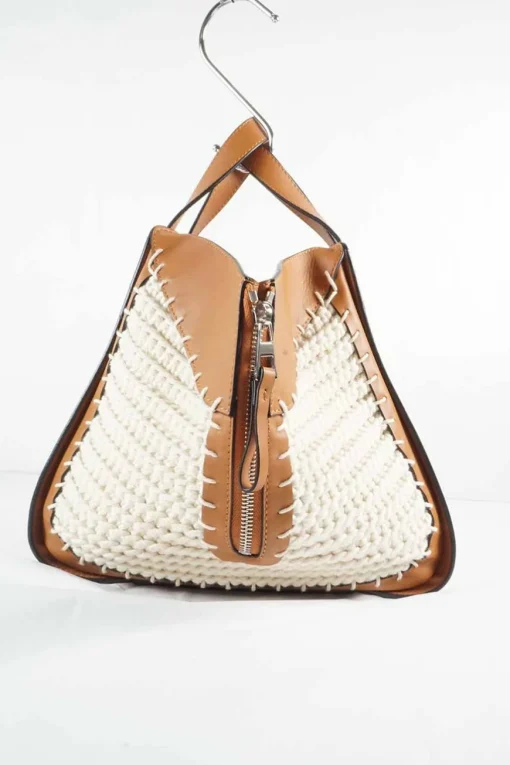 Brown Calfskin Crochet 'Hammock' shoulder bag