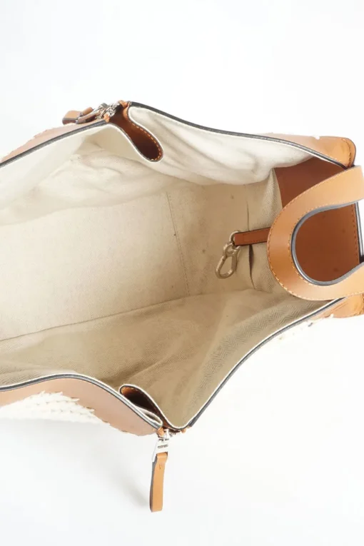 Brown Calfskin Crochet 'Hammock' shoulder bag