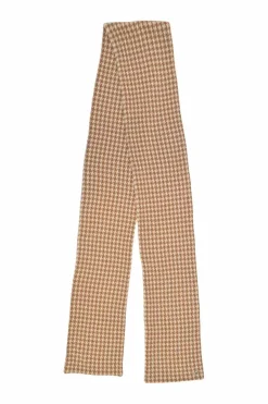 Brown cashmere intarsia check knit muffler