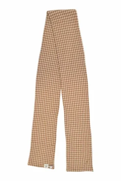 Brown cashmere intarsia check knit muffler