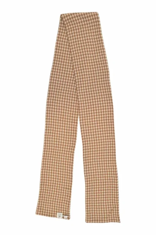 Brown cashmere intarsia check knit muffler