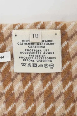 Brown cashmere intarsia check knit muffler