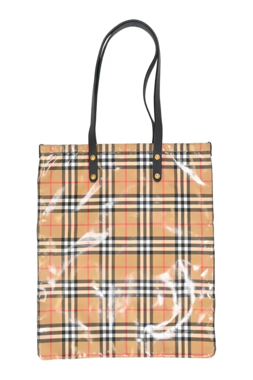 Brown coated canvas Nova Check Large Tote bag