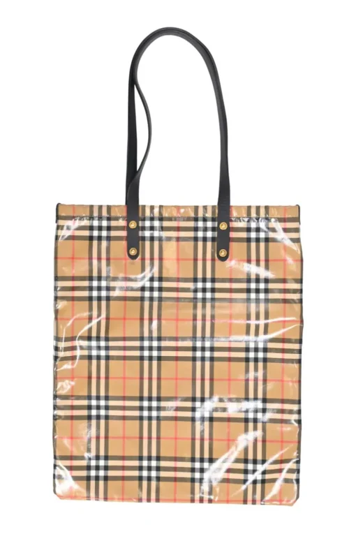 Brown coated canvas Nova Check Large Tote bag