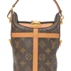 Brown coated monogram canvas and leather Duffle bucket bag