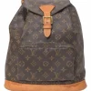 Brown coated monogram canvas and leather Montsouris drawstring backpack