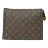 Brown coated monogram canvas and leather Poche Toilette