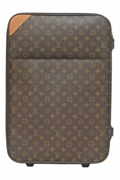 Brown coated monogram canvas and leather Pegase 60 roller