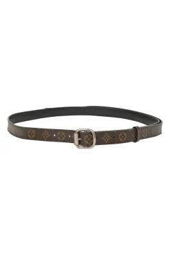 Brown coated monogram canvas and leather Ouest buckle bet